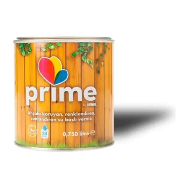 HEMEL Prime Su Bazlı Renkli Ahşap Vernik - 0,75 Lt - Tik