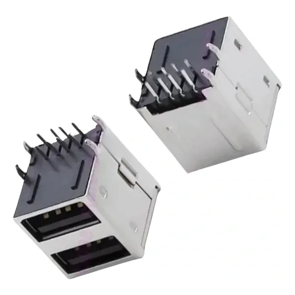 IC-265E USB İkili 2.0 Şase A Tip Dişi 90° Siyah
