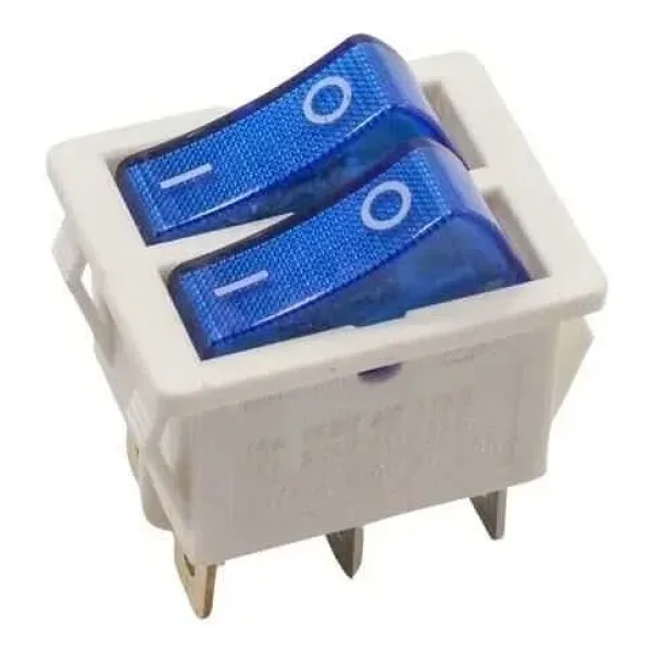 KCD4 İkili Işıklı ON-OFF Switch 6 Pin - Mavi