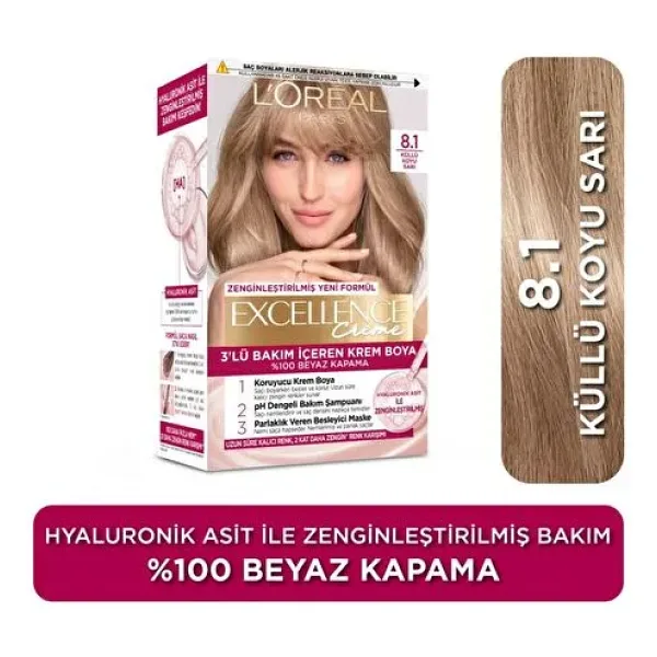 L'Oreal Paris Excellence Creme 8.1 Koyu Küllü Sarı Saç Boyası