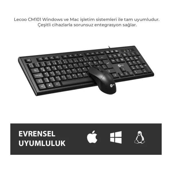 Lenovo Lecoo CM101 Kablolu Klavye Mouse Seti