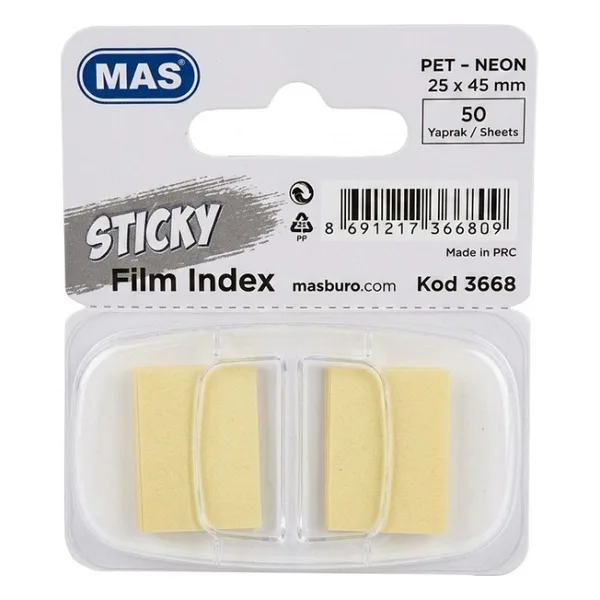 Mas Film İndex Dispenserli PP 24x45 Sarı