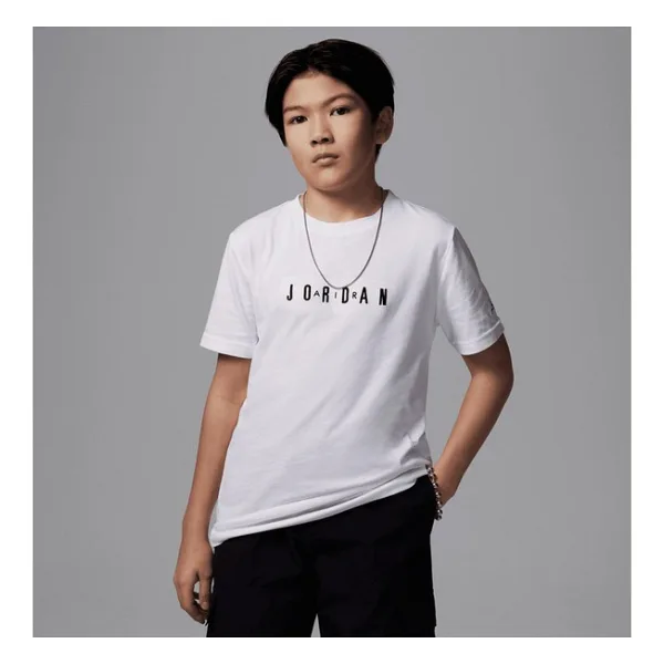Nike Jordan Jdb Mj Wordmark Emb Crew Erkek Çocuk Tişört - 8 - 10 Yaş - Beyaz
