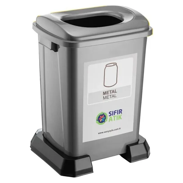 Omnipazar Sy-4395 Sıfır Atık Metal Geri Dönüşüm Çöp Kutusu 50 Lt Gri