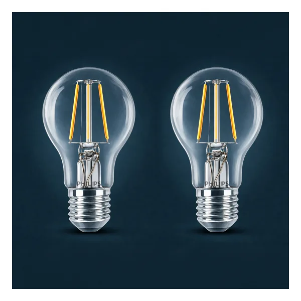 Philips LED Classic 60W A60 Filament Ampul, 2700 Sarı Işık, E27 Normal Duy, Dim Edilmez 2'li Ekopaket