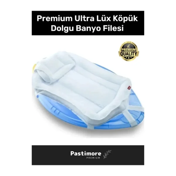 Premium Ultra Lüx Tüm Küvetlerle Uyumlu Köpük Dolgulu Kafa Yastıklı Bebek Banyo Filesi