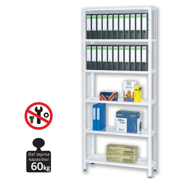 Regalux Metal 6 Katlı Raf 200X100X30 cm Beyaz