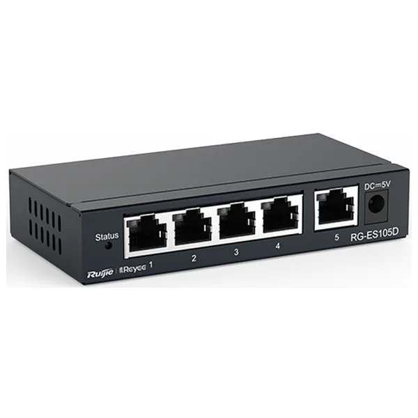 Reyee RG-ES105D 5 Portlu, 10/100 Fast Ethernet, Tak Çalıştır Switch, Metal Kasa