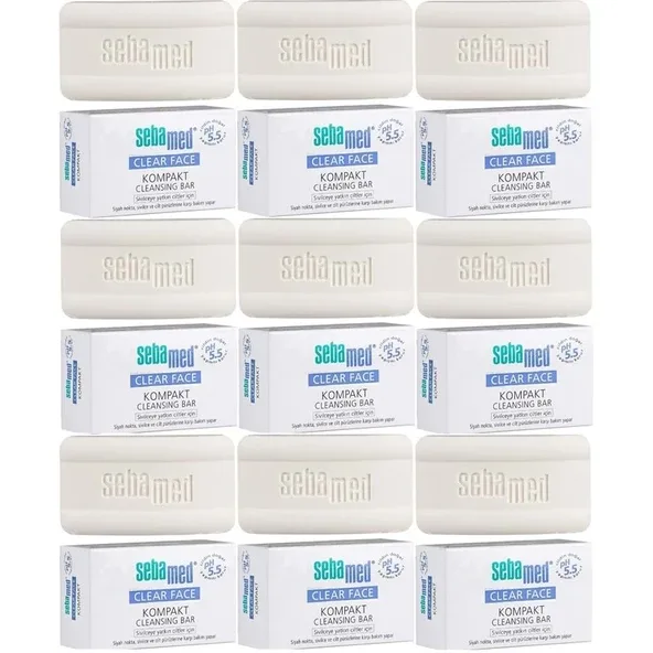Sebamed Clear Face Kompakt Yüz Temizleme Barı Sabun Sivilceye Yatkın Cilt 100Gr (9 Lu Set)