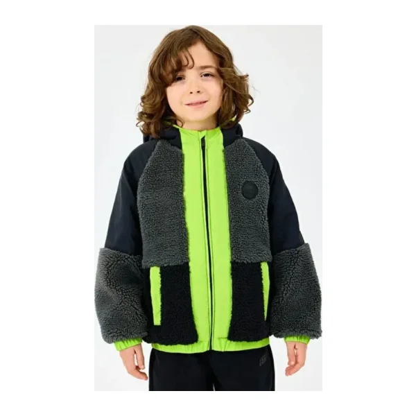 Skechers Outdoor Fleece Full Zip Sherpa SK2520045 Kapüşonlu Çocuk Mont