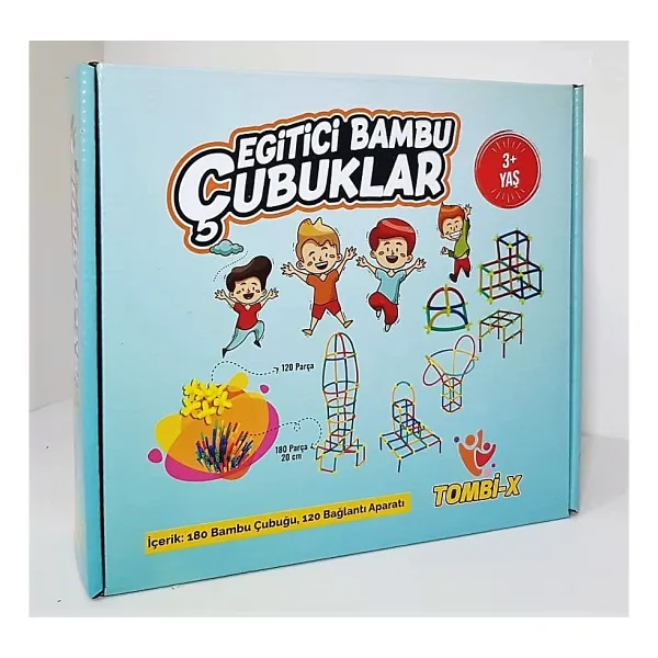 Tombi-X Eğitici Bambu Çubuklar 3+Yaş 180 ( 20CM ) Bambu Çubuğu 120 Bağlantı Aparatı 300 Parça