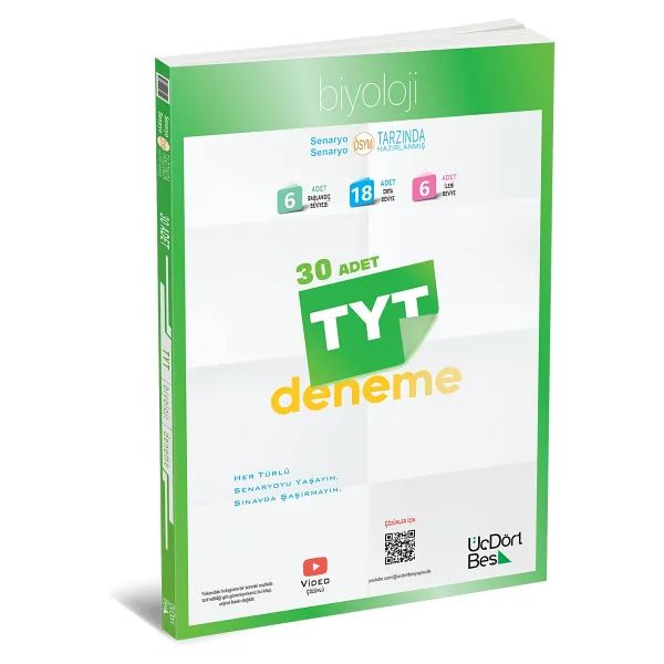 ÜçDörtBeş Yayınları TYT Biyoloji 30 Deneme