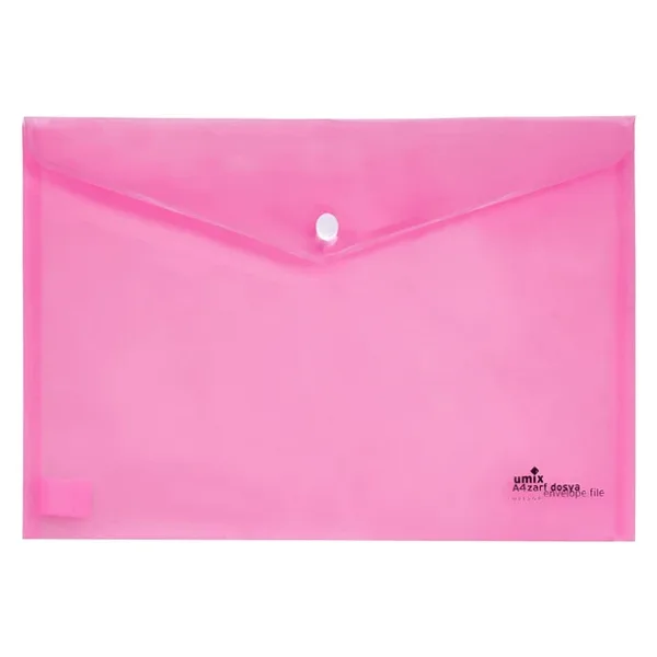 Umix Çıtçıtlı Şeffaf Zarf Dosya Pembe Eco (12 Li)