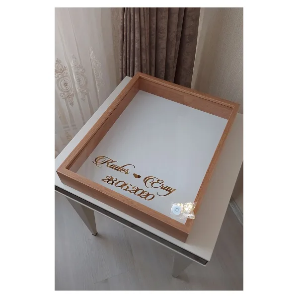 Verda Çerçeve 40x50 Cm Bambu Ledli Derin Anı Çerçevesi-gül Kutusu-dekoratif Hatıra Çerçevesi-beyaz Zemin!