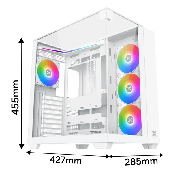 Xigmatek EN45813 Aqua V Arctıc Beyaz Type-C+3 Yön Temperli Cam 7x12CM Argb Fan Oyuncu Kasası