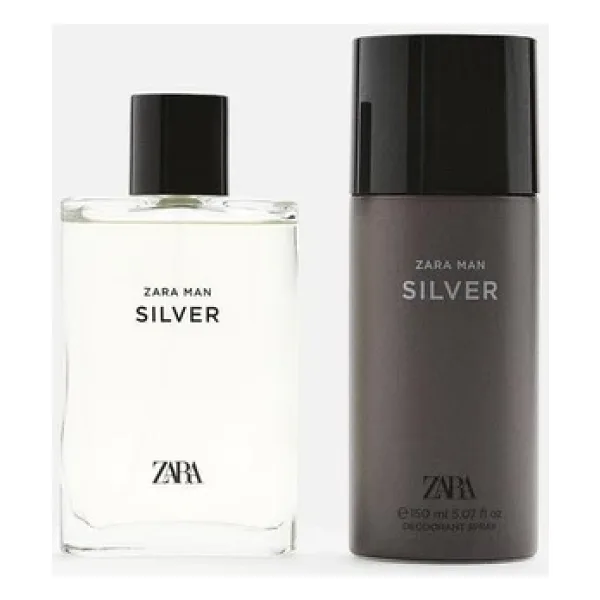 Zara Man Silver EDT 90ML (3.04 FL Oz) + Deodorant Spray EDC 150ML (5.07 FL Oz)