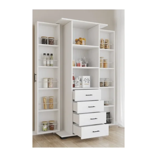 Aeka Ae-2204 Avrasya Çok Amaçlı 2 Kapaklı Raflı Çekmeceli Kiler Mutfak Dolabı Modern Tasarım 170X138x77,5