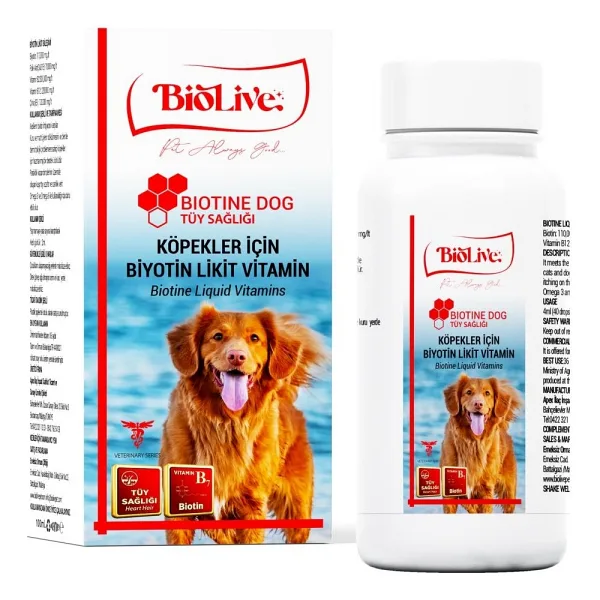Biolive Biotine 100 ml Köpekler için Tüy Dökümü Likit Vitamin