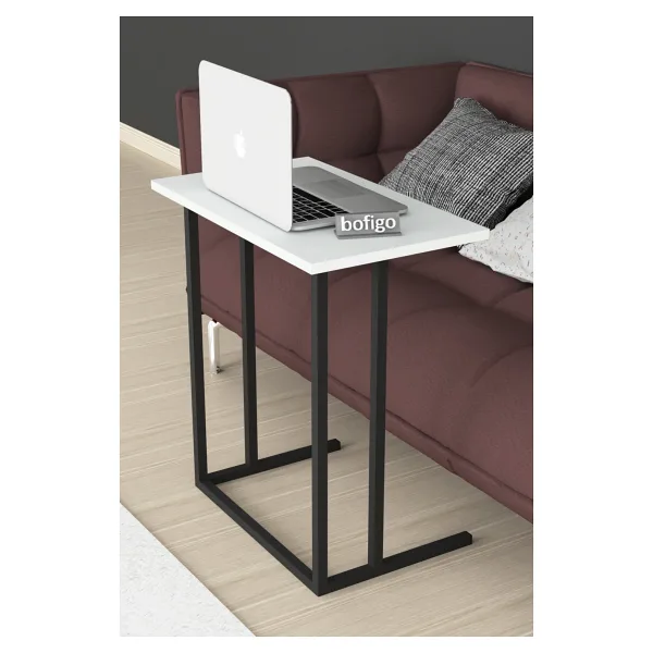 Bofigo Metal Ayaklı Laptop Sehpası Kahvaltı Masası Çalışma Sehpası Stabil Beyaz