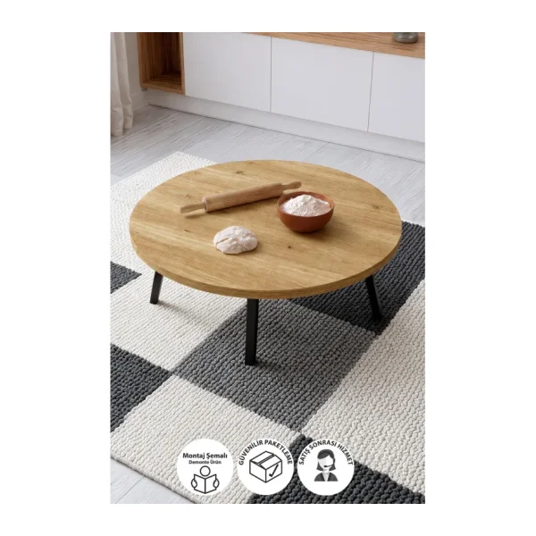 Bofigo Yemek Masası Katlanabilir Yer Sofrası Oyun Masası Aktivite Masası Etkinlik Masası 80 cm Beyrut Safir - Safir Meşe
