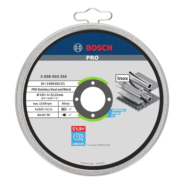 Bosch 125x1.0mm Standard For Inox Rapido 10'lu Kesici Disk - 2608603255