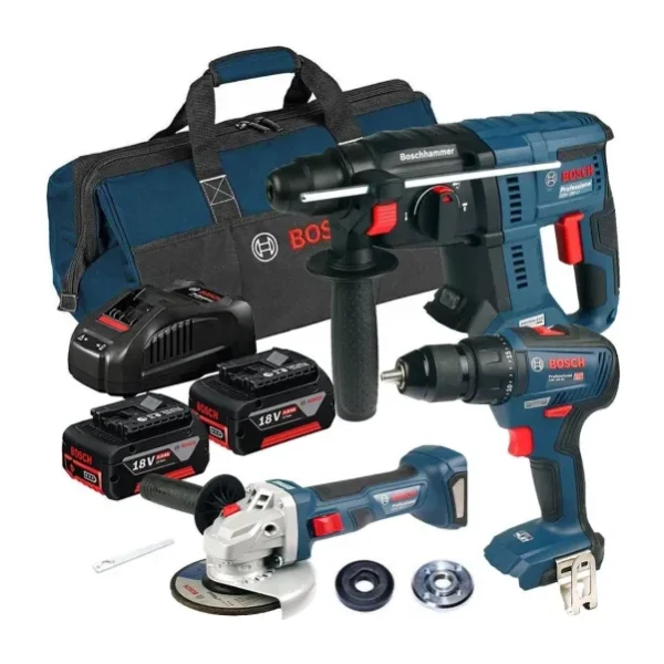 Bosch GSR 18V-50 + GBH 180 + GWS 180 18 V 5.0 Ah Elektrikli El Aletleri Seti