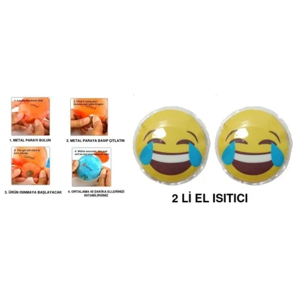 Bosphorus GÜLEN EMOJİ CEP SOBASI EL ISITICI,2 ADET SICAK SU TORBASI PVC 9cm