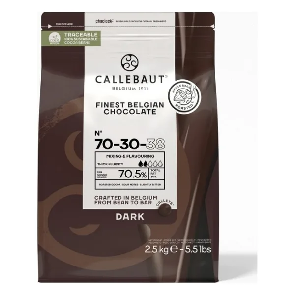 Callebaut 70-30-38 Ekstra Bitter Kuvertür Drop Çikolata 2.5 Kg