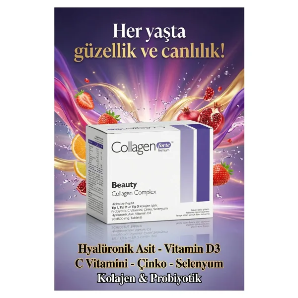 Collagen Forte Premium 3 Tip Kolajen 1200 mg 90 Tablet