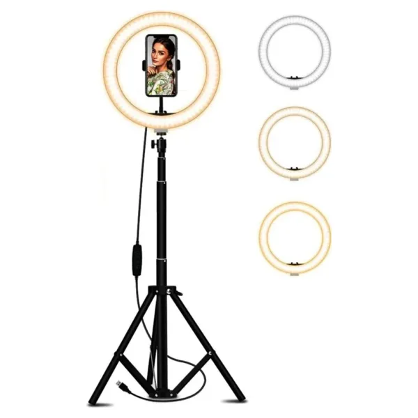 Coverzone Youtuber LED Işıklı Halka 13 inch Selfie/Yayıncı/Makyaj Işığı 210 cm Tripod