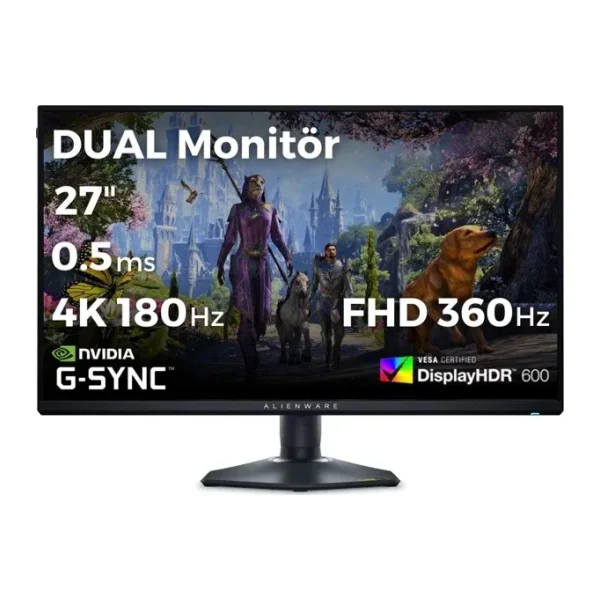 Dell Alienware AW2725QF 27" 0.5 ms 4K 180 Hz - Full HD 360 Hz Pivot IPS Oyuncu Monitörü