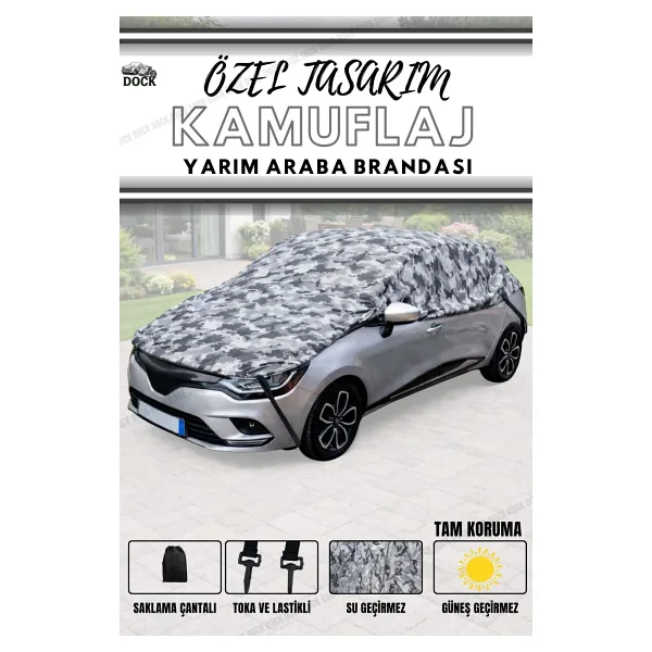 Dock ÖZEL KAMUFLAJ DESENLİ YARIM (OTO) ARABA BRANDASI 4 MEVSİM