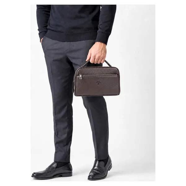 Erkek El Çantası Portföy Çanta İki Bölmeli El Çantası Clutch Çanta (Kahverengi)