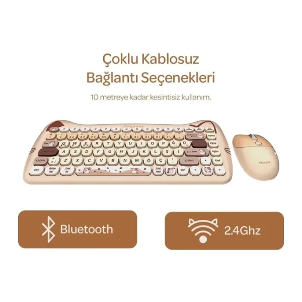 Everest Catty Mini KM-6285 TKL Kablosuz Klavye Mouse Seti