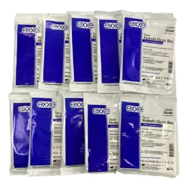 Exxe Steril Hidrofil Gazlı Bez 30x80cm 2 Parça 1'li 10 Adet
