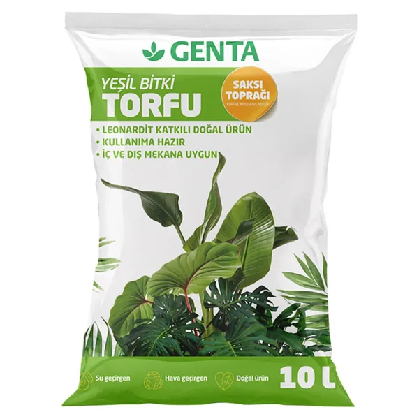 Genta Yeşil Yapraklı Bitkiler Için Organik Toprak Torf 10 Lt