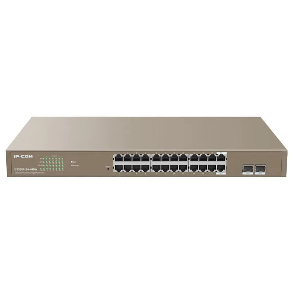 IP-COM IP-G3326P-24-410W 24 PORT 10/100/1000 24 PORT POE 2 X SFP 370W CLOUD YÖNETİLEBİLİR RACK MOUNT SWITCH