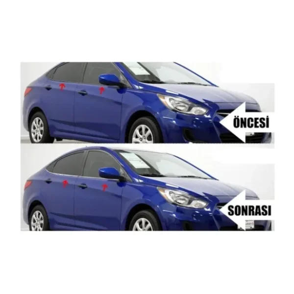 Kml34tuning55 Hyundai Accent Blue Krom Cam Çıtası 6 Prç 2012 - 2020