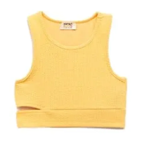 Koton Pencere Detaylı Slim Fit Bürümcük Kolsuz Bisiklet Yaka Crop Atlet