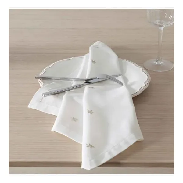 Linens Foglia 2'li 45x45 cm Peçete Ekru-Gold