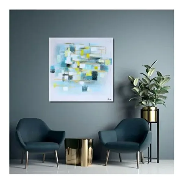 Modern Büyük Boy El Yapımı Yağlı Boya Tablo 115x116cm