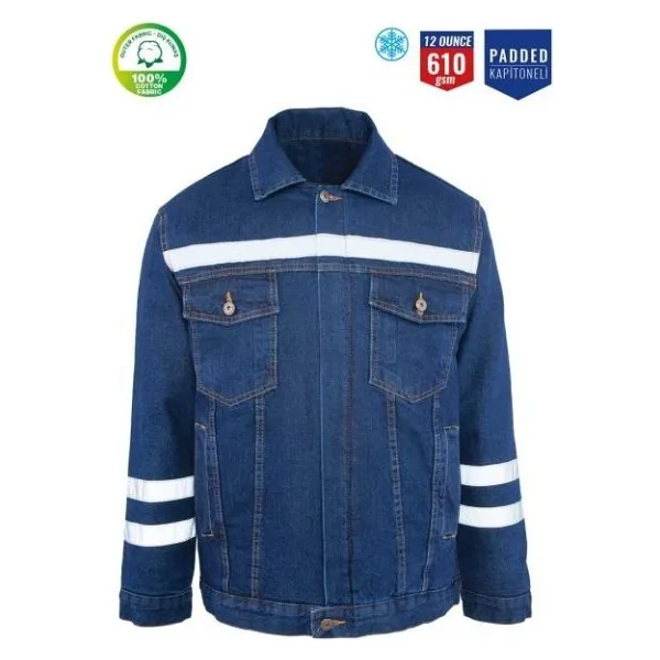Myform Kot Iş Montu Kapitoneli Myform 3110 Sona Denim 12 Ons Renk Mavi - 2XL