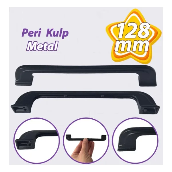 Peri Kulp 128 Mm Siyah Mutfak Kulpu Çekmece Dolap Kapak Kulbu Metal Mobilya Dolabı Kulpları