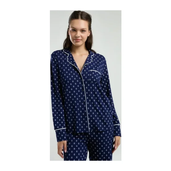 Pierre Cardin Kadın Lacivert Gömlek Pijama Takım