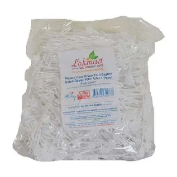 Plastik Cips Börek Tatlı Şeytan Çatalı Beyaz 1000 Adet 1 Paket