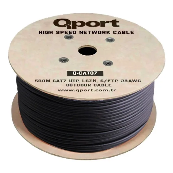 QPORT Q-CATO7 500MT S/FTP CAT7 LS0H - HELOJEN FREE SIYAH 24AWG
