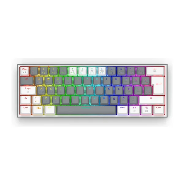 Redragon K616 Fizz Pro Beyaz RGB Red Switch Kablolu/Kablosuz Mekanik Oyuncu Klavyesi