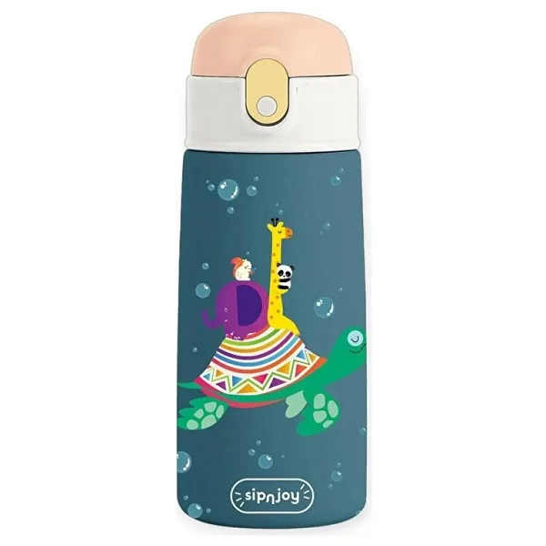 SipnJoy - Sipsquad Çocuk Su Termosu 480 ml - Turtle Voyage (2 Adet)