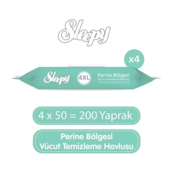 Sleepy Perine Bölgesi Vücut Temizleme Havlusu 4x50 (200 Yaprak)