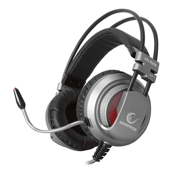 SNOPY RAMPAGE SN-RW6 RAPTOR 7.1 TİTRESİMLİ GÜMÜŞ/SİYAH MİKROFONLU KULAKLIK